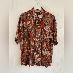 Airwaves Australia Button-Down Floral Abstract Print Shirt Multicolor